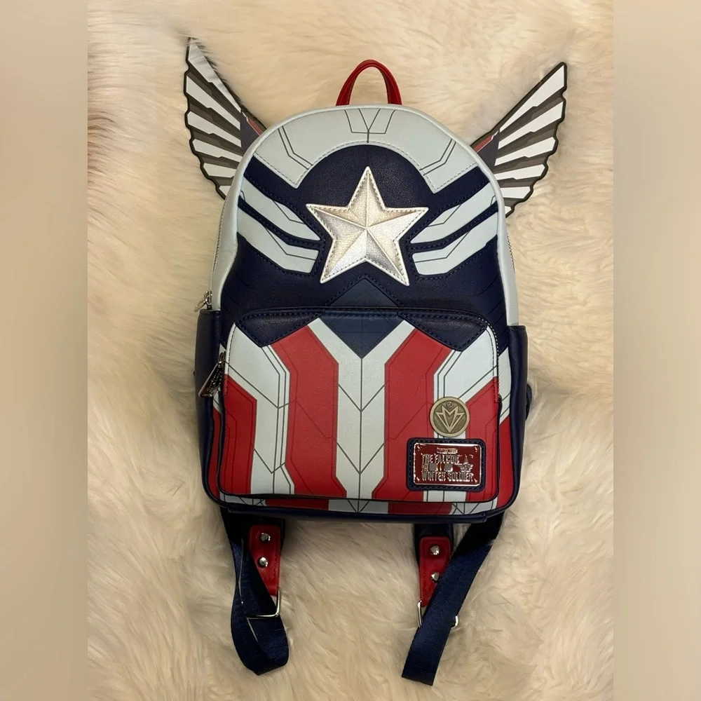 “Set” Loungefly Marvel Falcon Captain America Cosplay Mini Backpack and Wallet